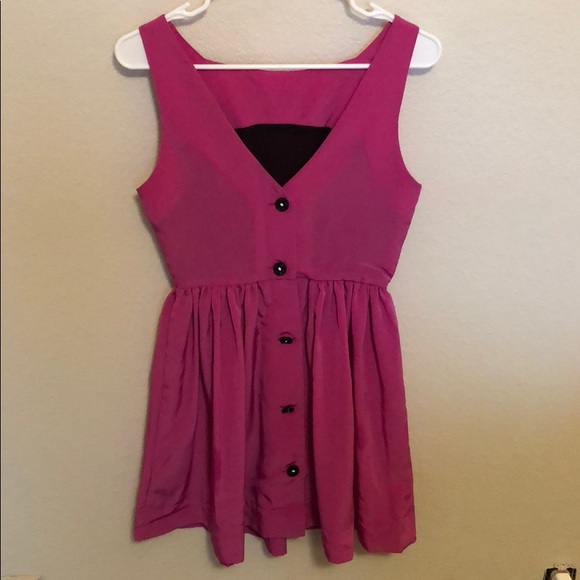 American Apparel Button Back Swing Dress-Pink - Picture 3 of 5